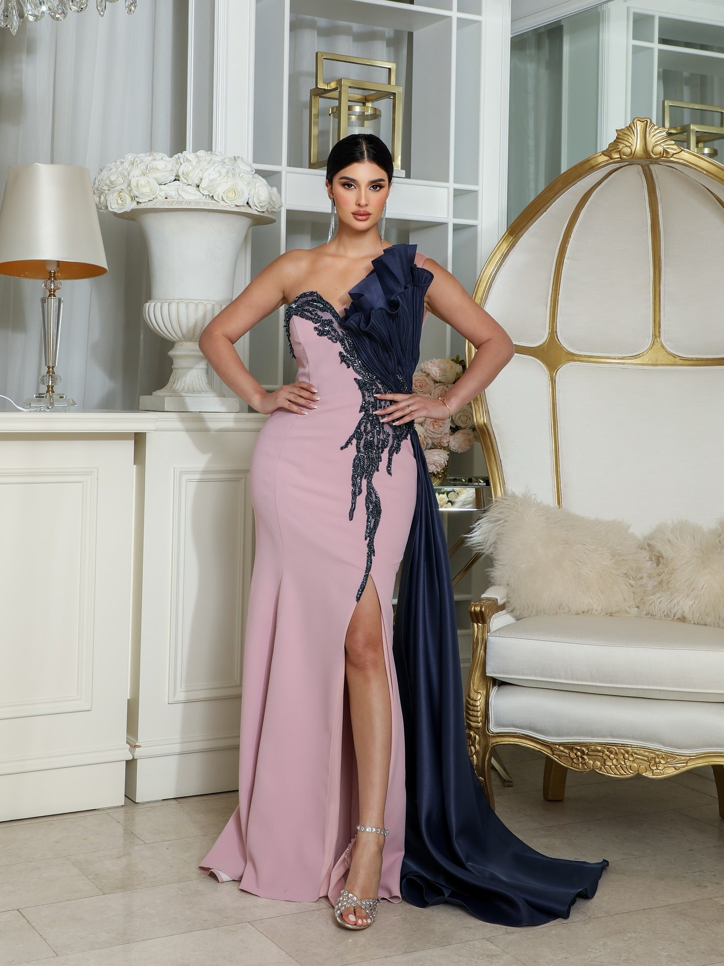 Strapless Sleeveless Appliques Evening Dress