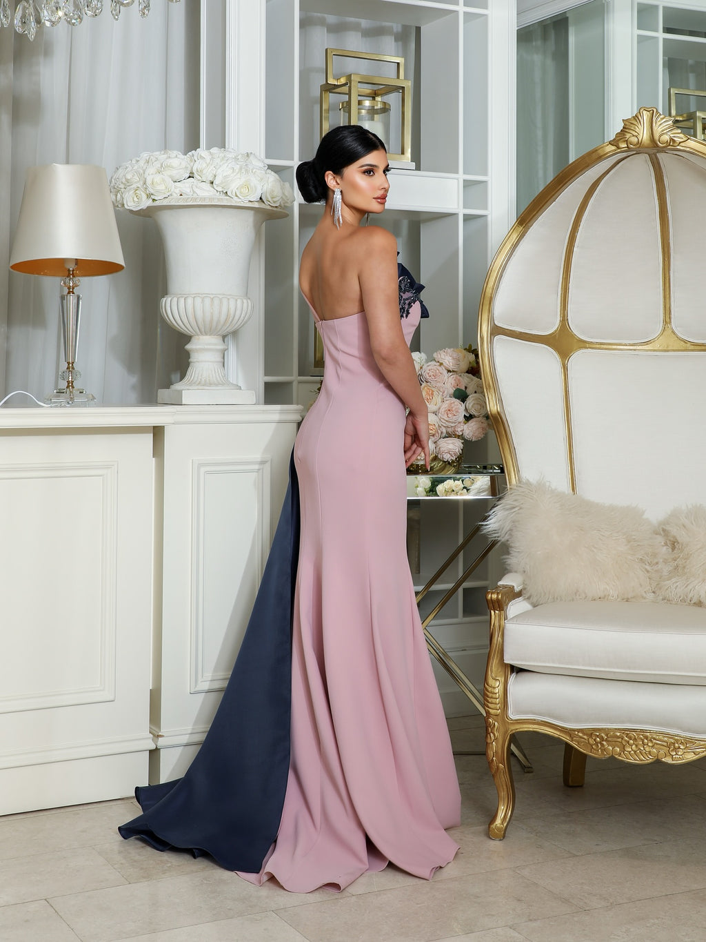 Strapless Sleeveless Appliques Evening Dress