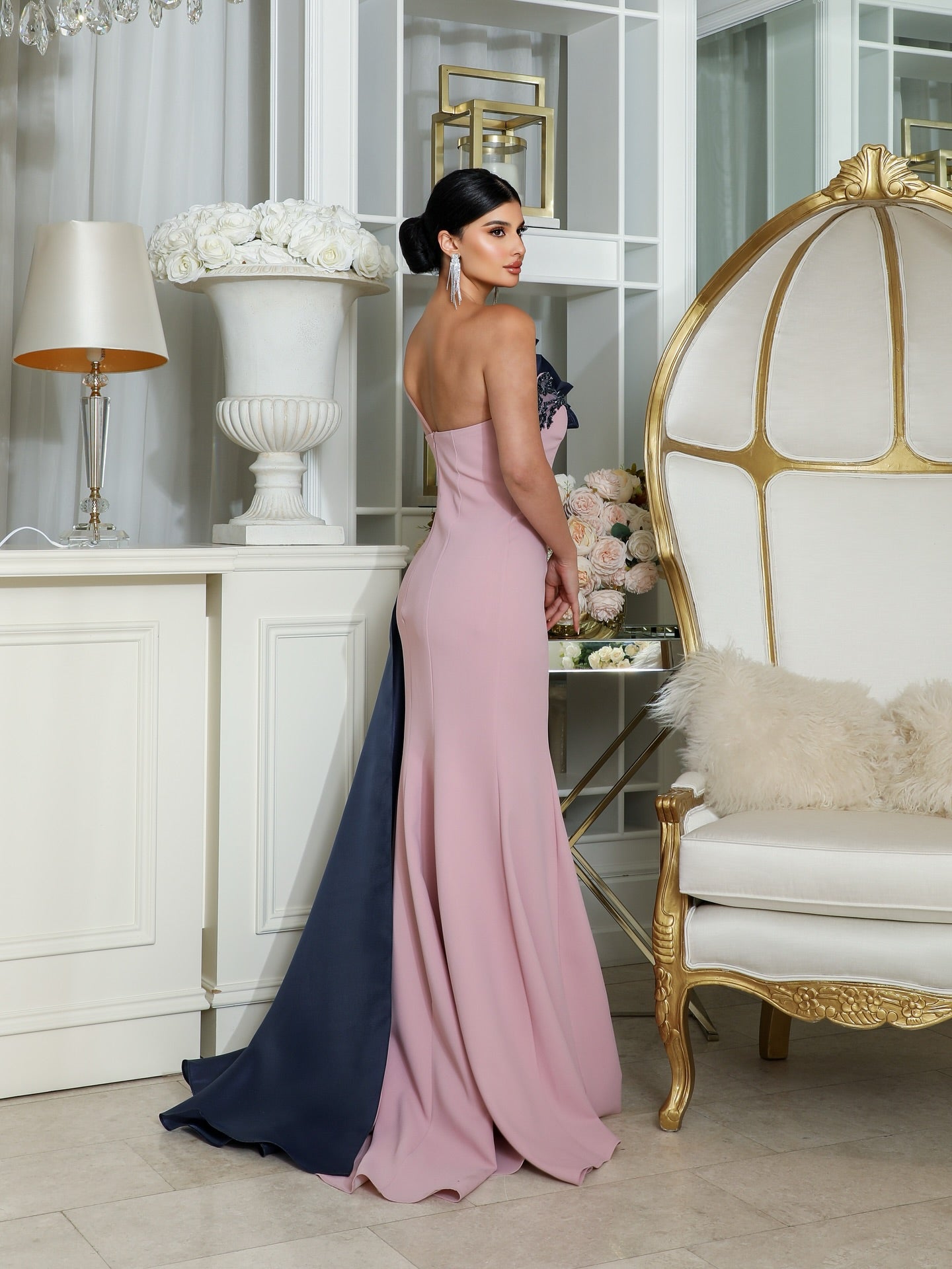 Strapless Sleeveless Appliques Evening Dress