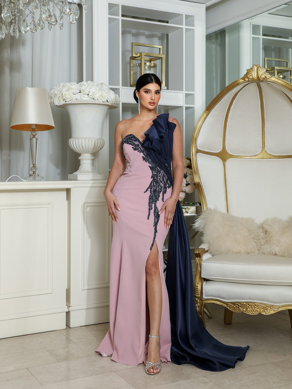 Strapless Sleeveless Appliques Evening Dress