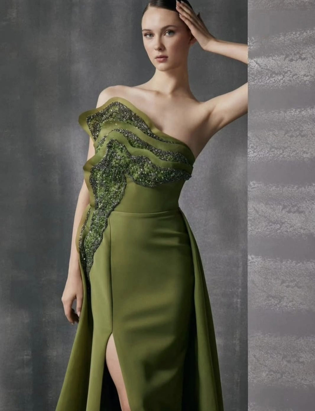 Strapless Long Dress With Embroidery